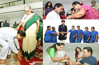 తెలంగాణ సీఎం కేసీఆర్ అక్కాచెల్లెళ్లతో ప్రత్యేక బంధాన్ని జరుపుకున్నారు