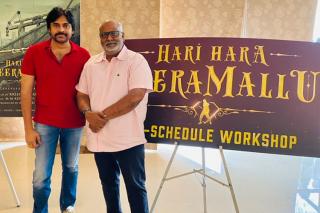 పవన్ తో కలిసి “వీరమల్లు” పై స్వీట్ షాకిచ్చిన కీరవాణి.!