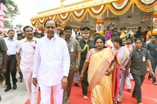 KCR inaugurates temple, mosque, church at Telangana Secretariat